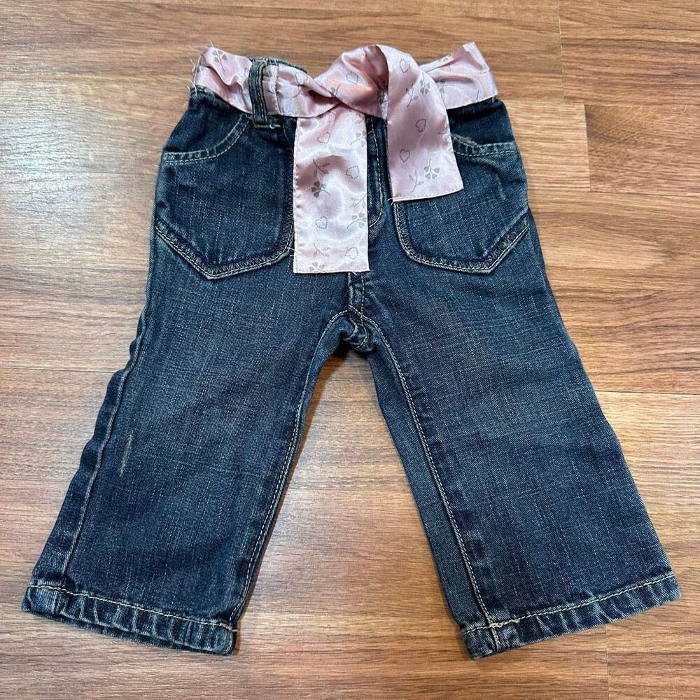 Old Navy Toddler Jeans with Ribbon Belt | Infant Size 6-12 Mos.